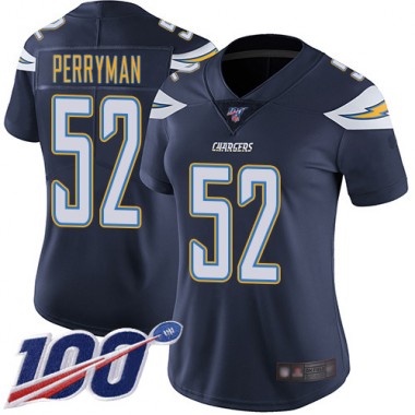 Los Angeles Chargers NFL Football Denzel Perryman Navy Blue Jersey Women Limited 52 Home 100th Season Vapor Untouchable